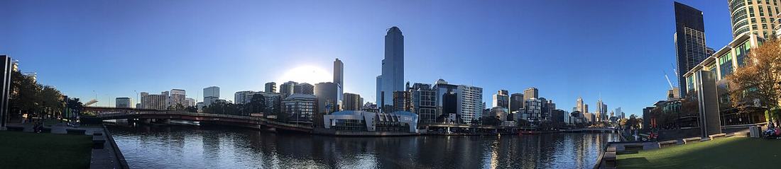 The Melbourne skyline along the Yarra River