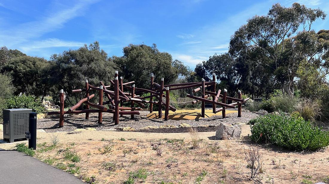 A climbing frame in a playground